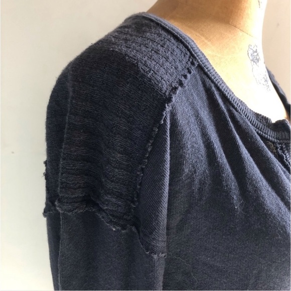 Free people] Black combo Army inspired Stud trim Relaxed fit Long sleeve T-shirt - Picture 9 of 12